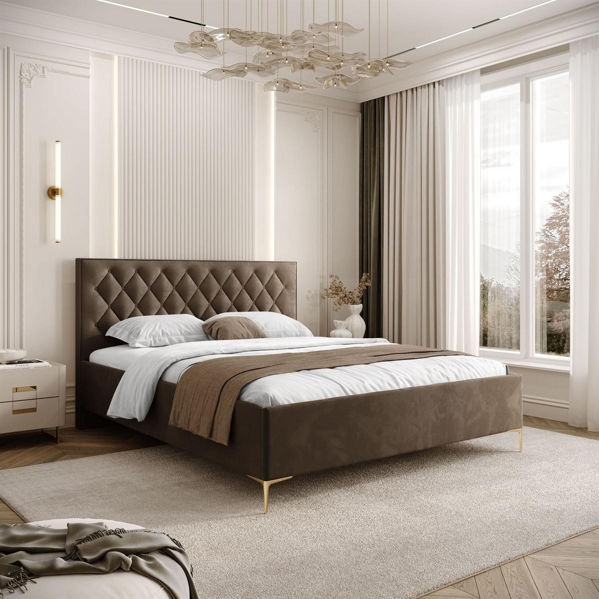 POLSTERBETT INEZ mit Bettkasten 140x200 cm Royal Velvet 196 - Braun, Textil - Lookway