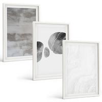 BILDER SET 3er Set - 40x60 cm Weißer Rahmen - Abstrakte moderne Strukturen - Weiß, Kunststoff (40/60cm) - TULUP