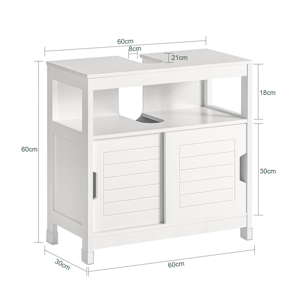 WASCHBECKENUNTERSCHRANK Weiß - Weiß, Holzwerkstoff (60/60/31cm) - SoBuy