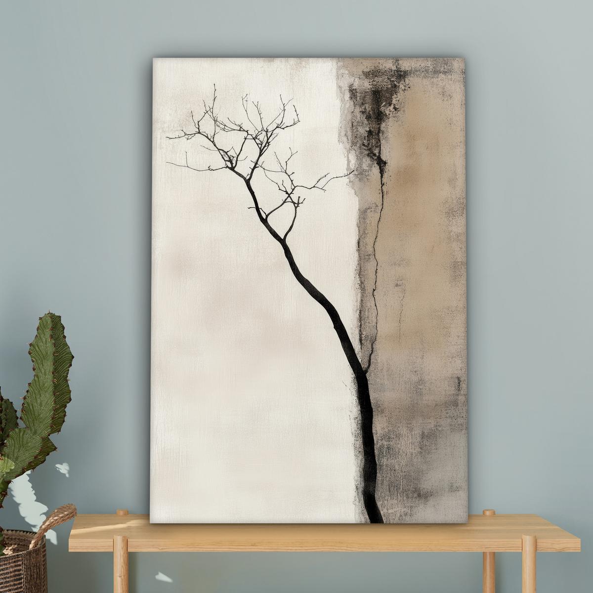 LEINWANDBILD Wabi sabi - Pflanze - Beige Wanddeko 40x60 cm - Taupe, Textil (40/60cm) - MuchoWow