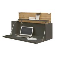 SEKRETÄR Grau matt, Eiche Wotan 100 cm, Wandschrank mit klappbarem Oberboden - Eiche Wotan/Grau, Holzwerkstoff (30/100/35cm) - Furn.Design