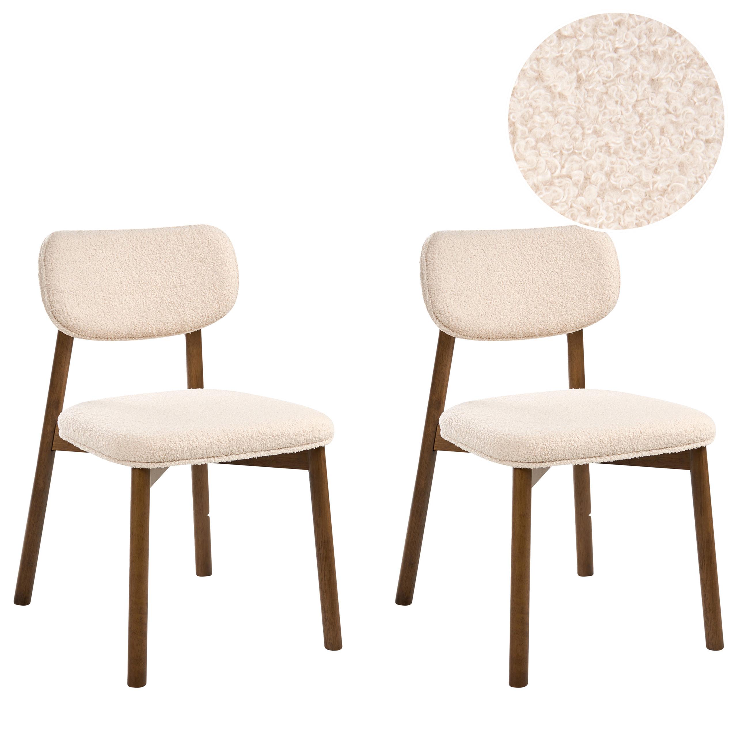 ESSZIMMERSTUHL 2er-Set Bouclé Braun/Hellbeige Mills - Beige, Textil (50/80/58cm) - Beliani