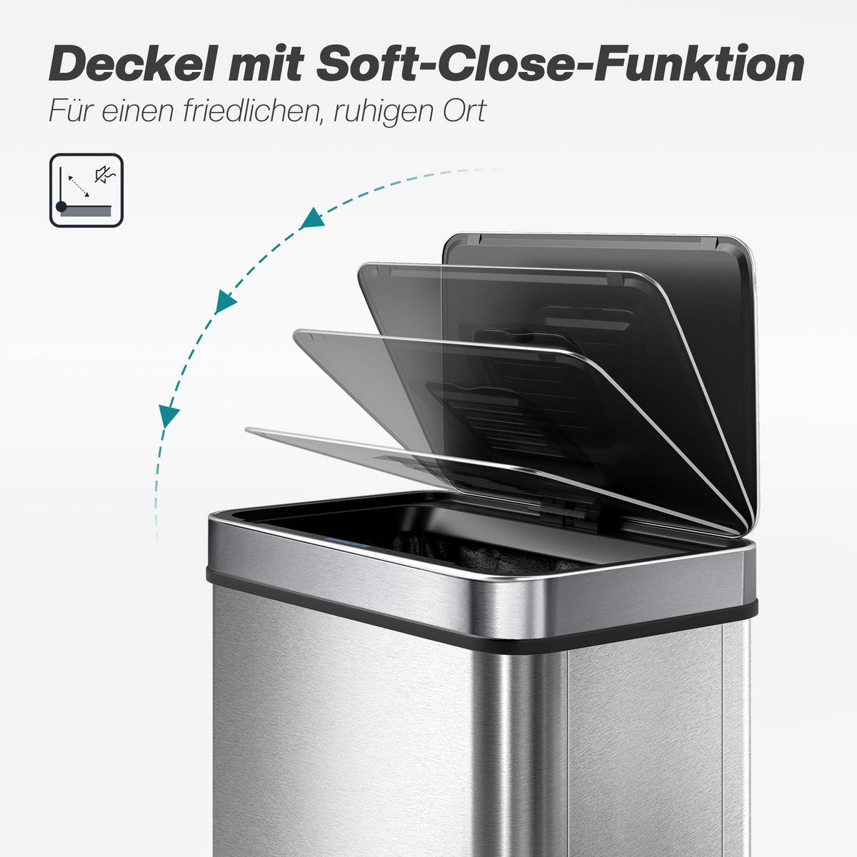 SENSOR-MÜLLEIMER Edelstahl Silber - Silberfarben, Metall (27/54/39cm) - HOMCOM