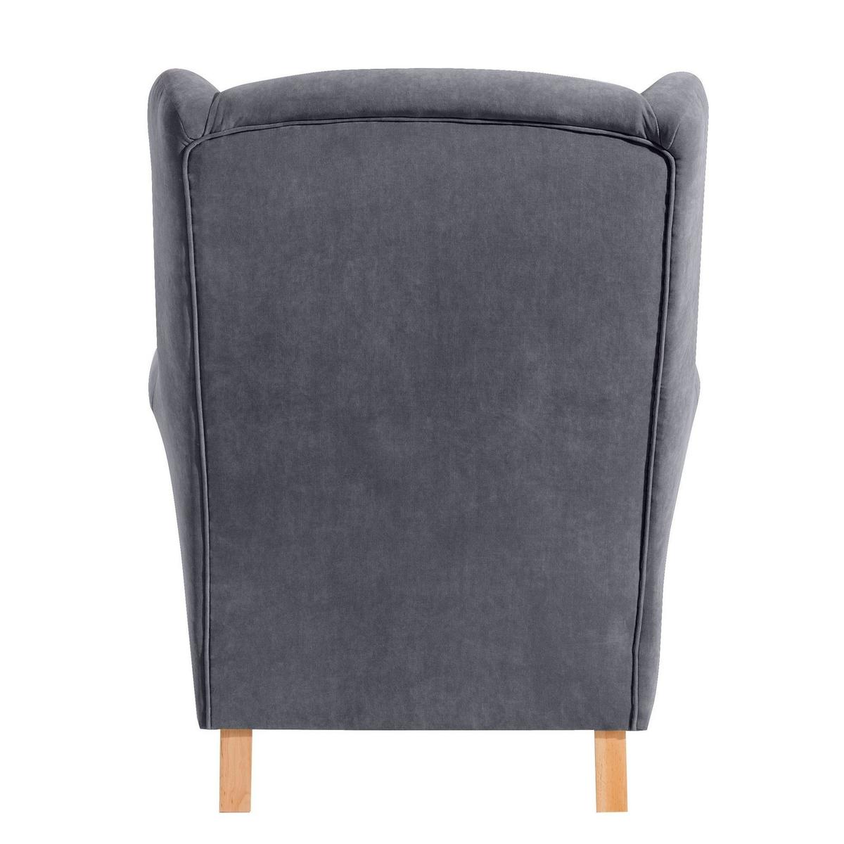 OHRENSESSEL Karlen Bezug Veloursstoff Buche natur / anthrazit - Anthrazit/Buchefarben, Kunststoff (86/103/77cm) - 58aufmkessel