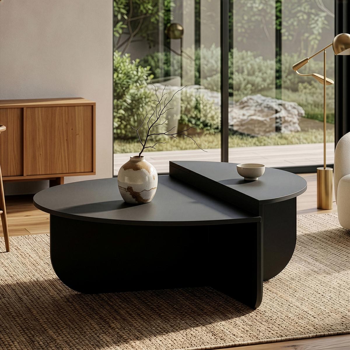 COUCHTISCH Tondesdaslo 90/90/35 cm - Dunkelgrau, Holzwerkstoff (90/90/35cm) - [en.casa]