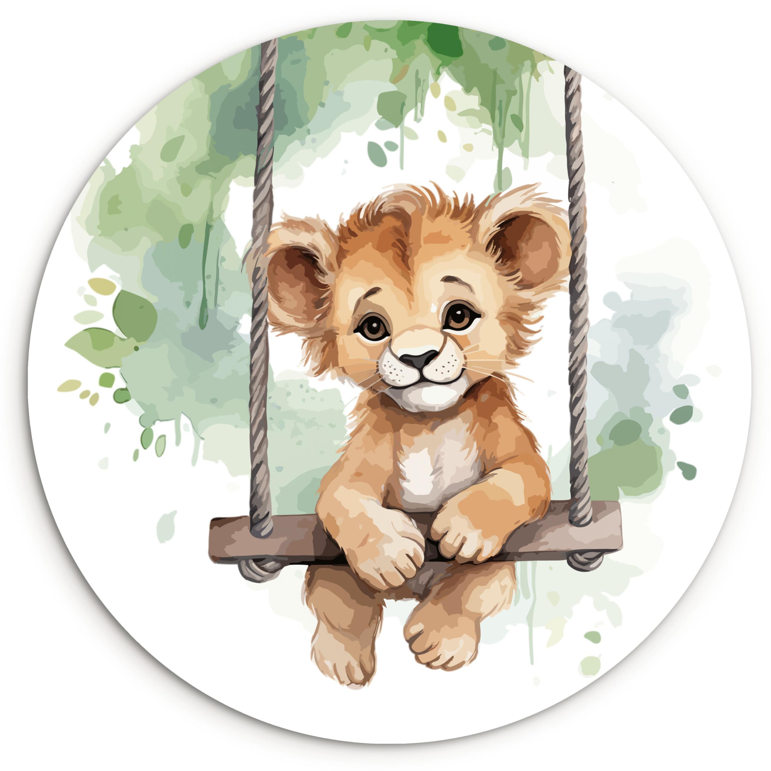 WANDBILD Löwe - Tier - Kinder - Dschungel Wanddeko Schlafzimmer 60x60 cm - Hellbraun, Kunststoff (60/60cm) - MuchoWow