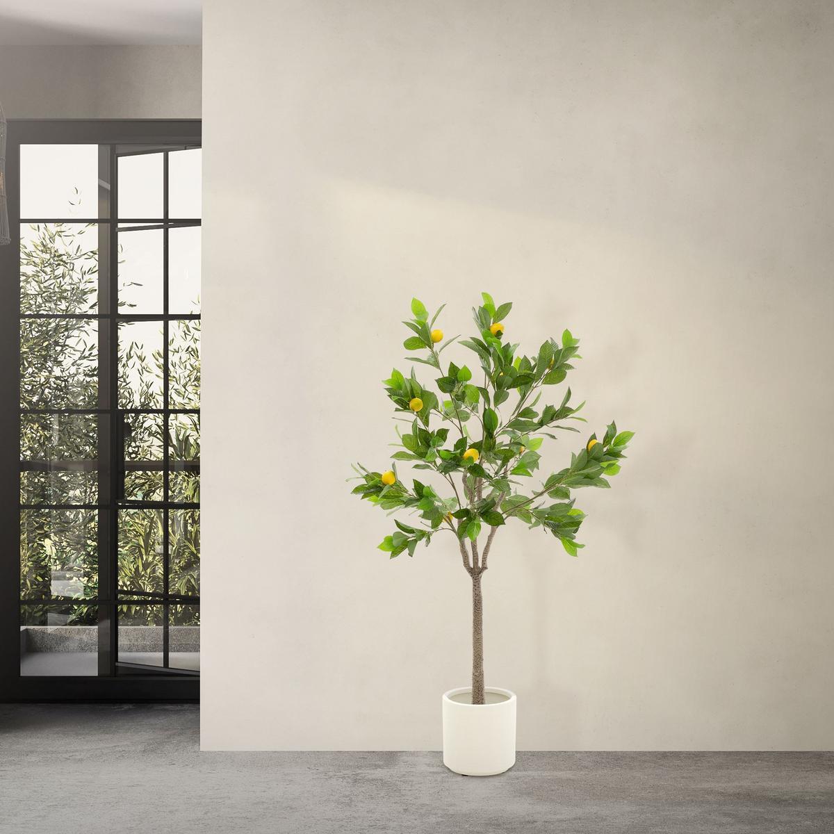 KUNSTPFLANZE Zitronenbaum 160 cm aus Kunststoff - Gelb/Grün, Kunststoff/Textil (160cm) - ML-DESIGN