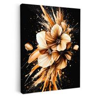 LEINWANDBILD Blumen - Gold - Graffiti - Schwarz - Abstrakt Room Decor 30x40 cm - Cappuccino, Textil (30/40cm) - MuchoWow