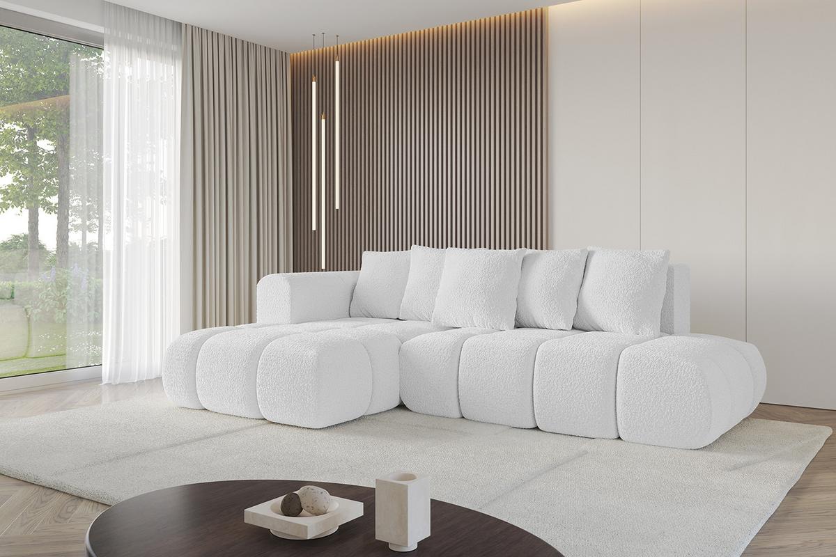 ECKSOFA Ottomane Links CLOUD-L-v1 280x185x90 Weiß Bouclé - Weiß, Holzwerkstoff/Kunststoff (180/289cm) - ALTDECOR