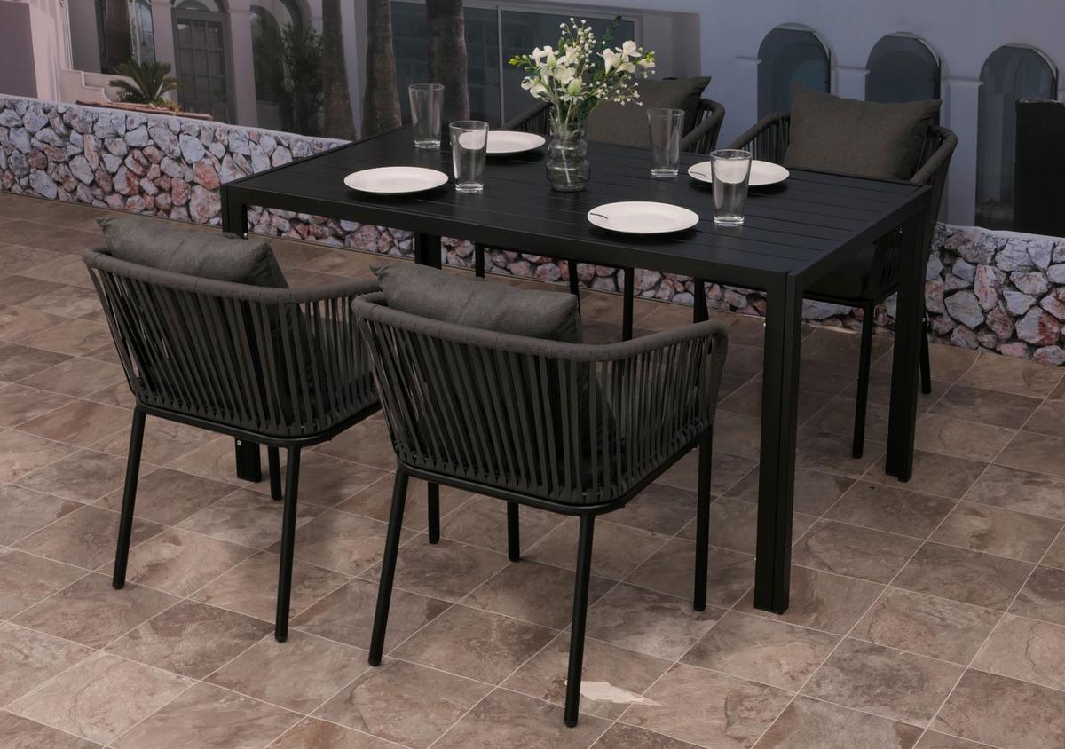 GARTENGARNITUR Anthrazit, Dunkelgrau 5-teilig-Set - Dunkelgrau/Anthrazit, Metall - MCW