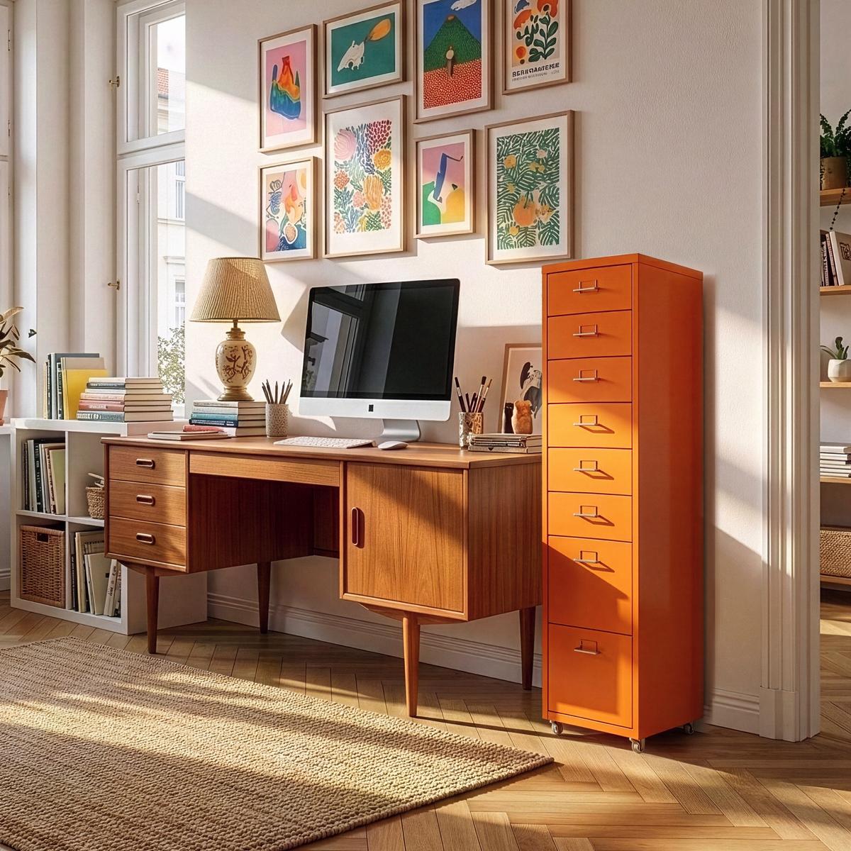 ROLLCONTAINER Kökar - Orange, Metall (28/109/41cm) - [en.casa]