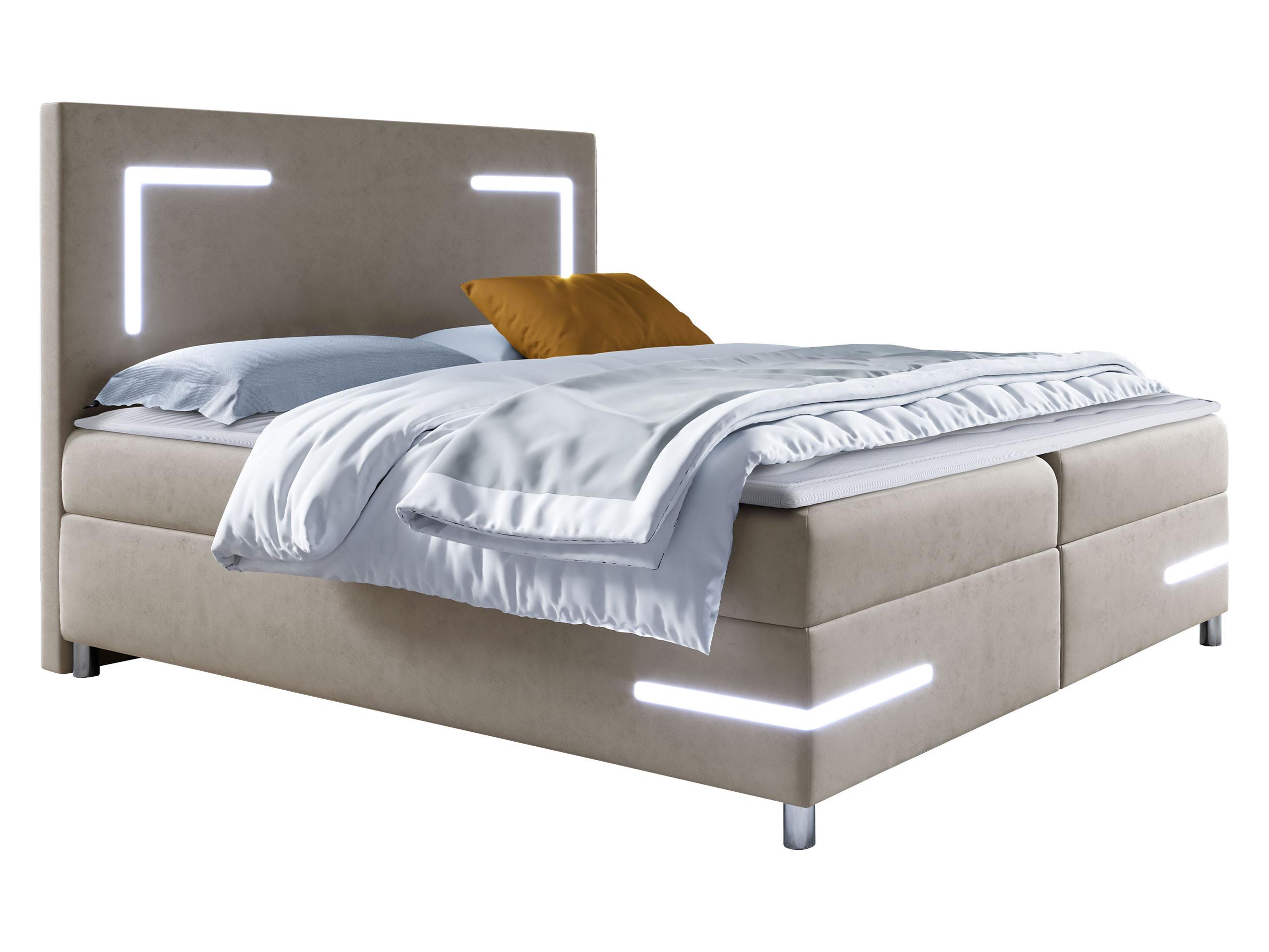 BOXBETT Delos LED - H3 - Kaschmir, Holz (160/200cm) - MIRJAN24