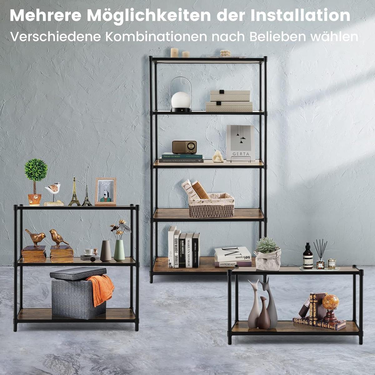 LAGERREGAL mit Flexibler Montage Braun - Braun, Holz (80/154/29cm) - COSTWAY