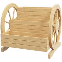 HOCHBEET im Wagenrad-Design Tannenholz 62/61/57 cm - Naturfarben, Holz (61/57/62cm) - Outsunny