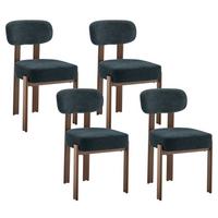ESSZIMMERSTUHL 4ER-SET aus Leinenstoff in Schwarz, mit gebogener Rückenlehne und dicker Polsterung - Schwarz, Textil (49/82.5/57cm) - Urban Meuble