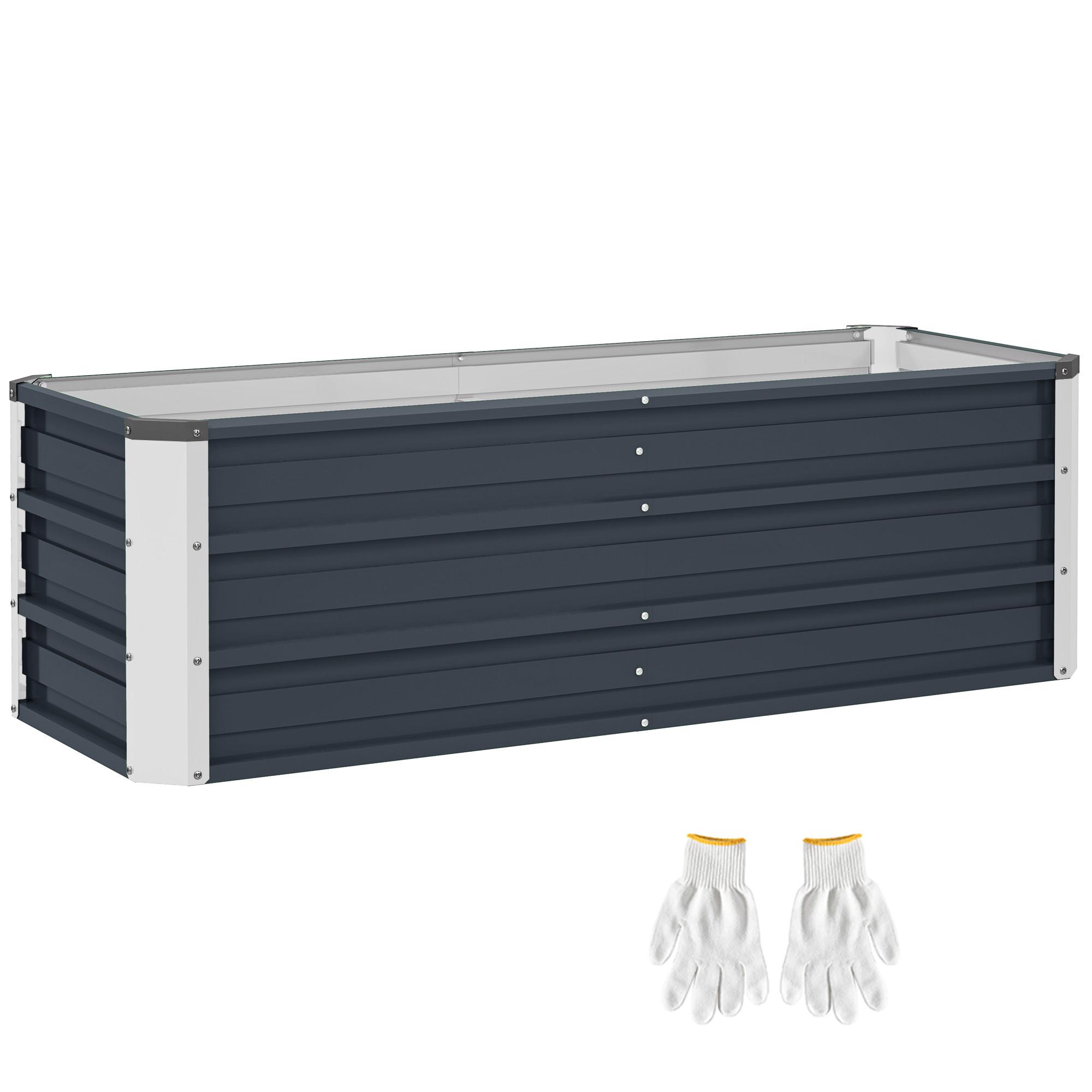 GARTENBEET, Blumenkübel mit Handschuhe, Kohlegrau, 125 x 47 x 44 cm - Grau, Metall (47/40/125cm) - Outsunny