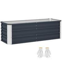 GARTENBEET, Blumenkübel mit Handschuhe, Kohlegrau, 125 x 47 x 44 cm - Grau, Metall (47/40/125cm) - Outsunny