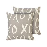 DEKOKISSEN 2er-Set Grau 45/45 cm Telopea - Weiß/Grau, Naturmaterialien (45/45cm) - Beliani