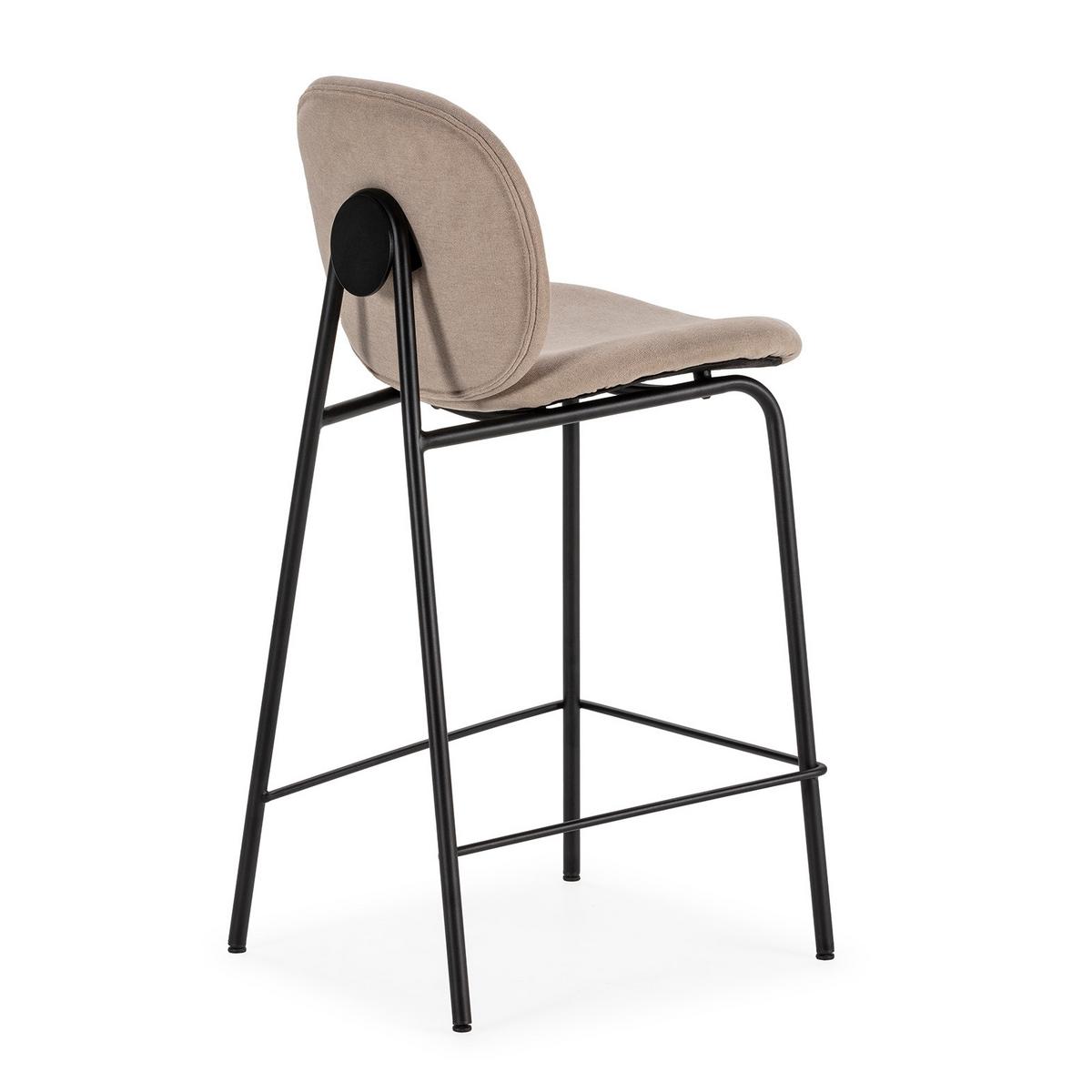 BARHOCKER (Set aus 2) aus Stoff mit schwarzen Metallbeinen - cori 43/54/66 cm - Beige, Textil (54/66/43cm) - Drawer