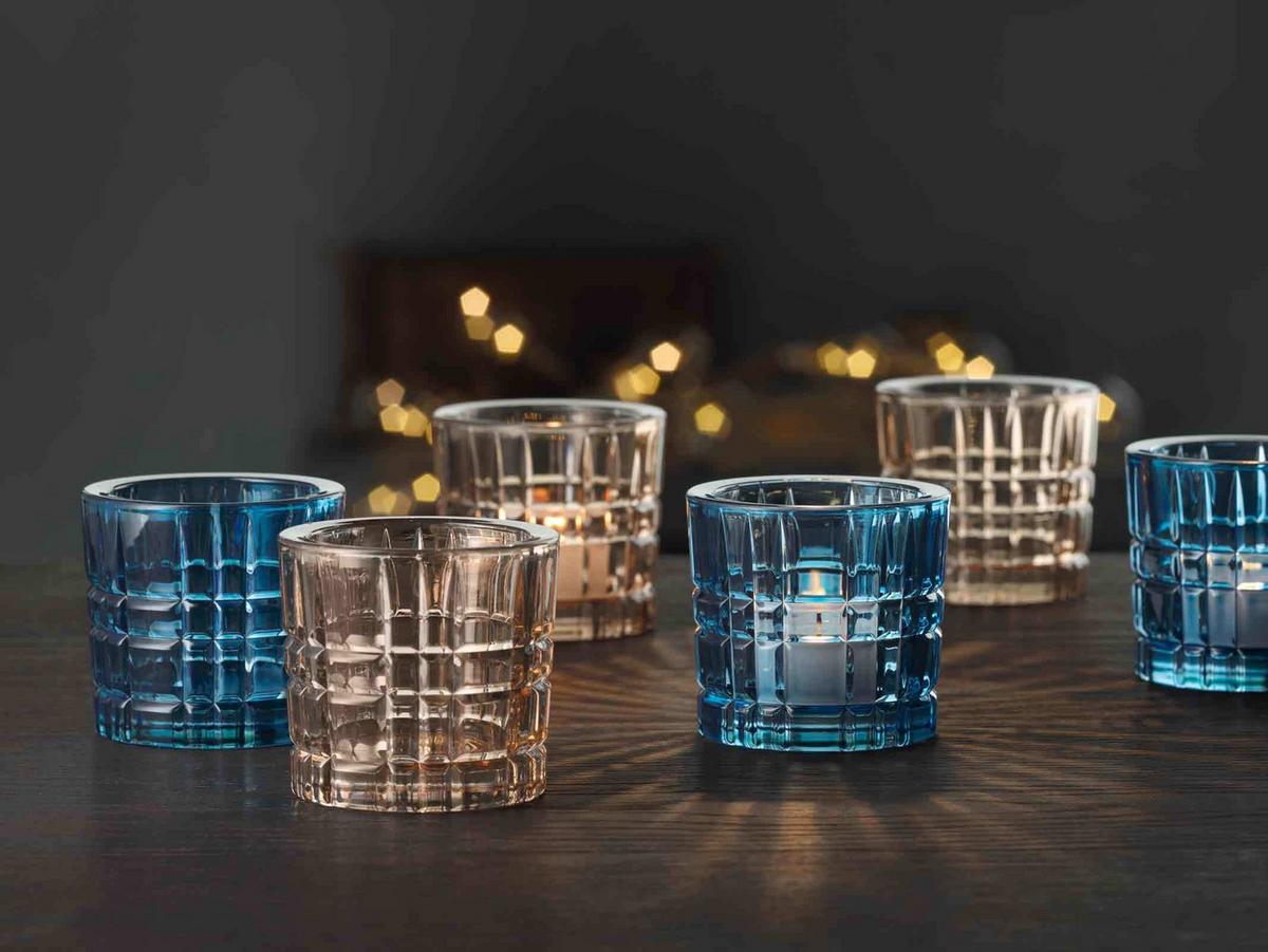 TEELICHTHALTER Square Votives Tobacco ø 7,1 x 6,6 cm 2er Set - Braun, Glas (7.1/6.6cm) - Nachtmann