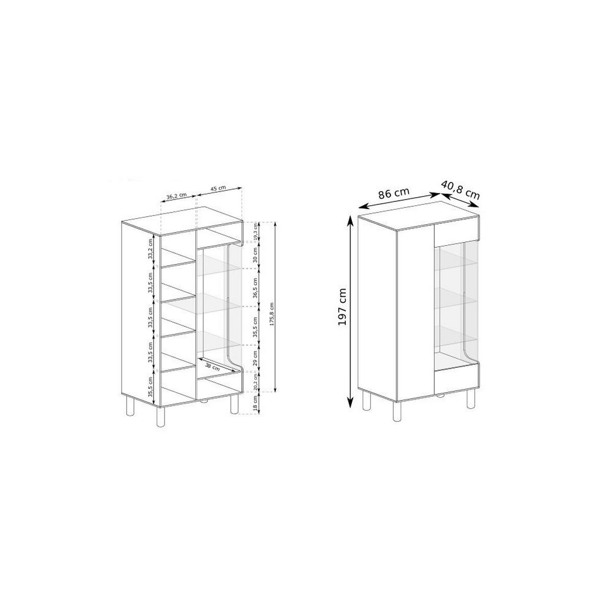 VITRINE SABBIA 197/89 cm in Eichefarben - Braun, Holzwerkstoff (89/197/40.6cm) - MASSENO