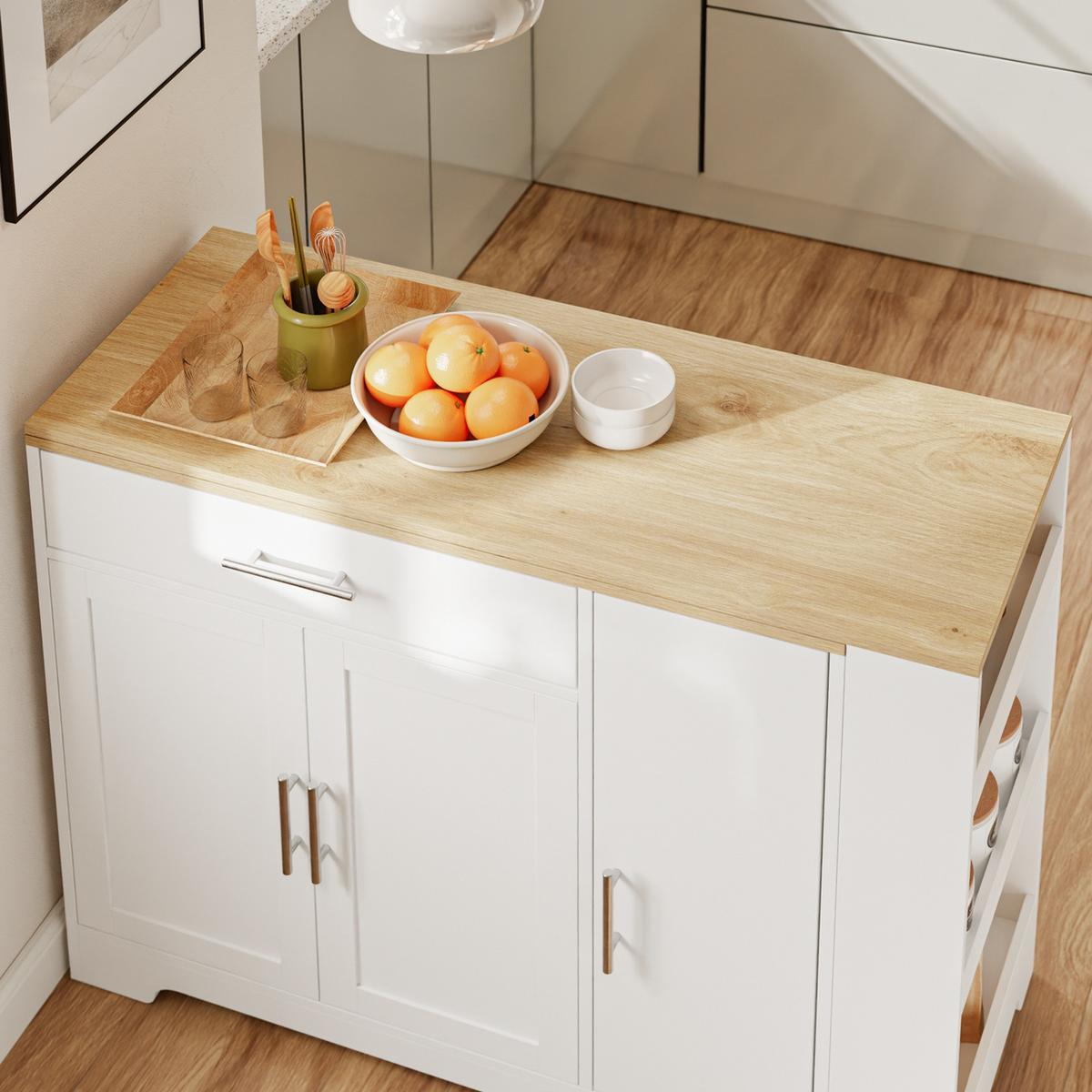 KÜCHENINSEL mit ausziehbarer Arbeitsplatte und Schublade FSB110-WN - Ahornfarben, Fell (40/89/104cm) - SoBuy