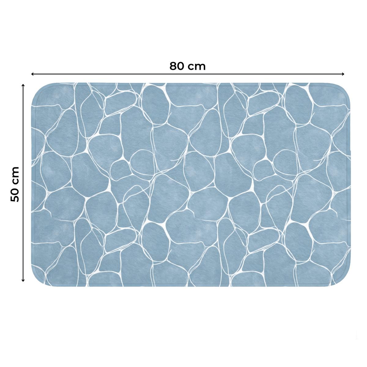 WC-VORLEGER Organisch - Muster - Blau Toilettenteppich 80x50 cm - Hellblau, Textil (80/1cm) - OnlyWow