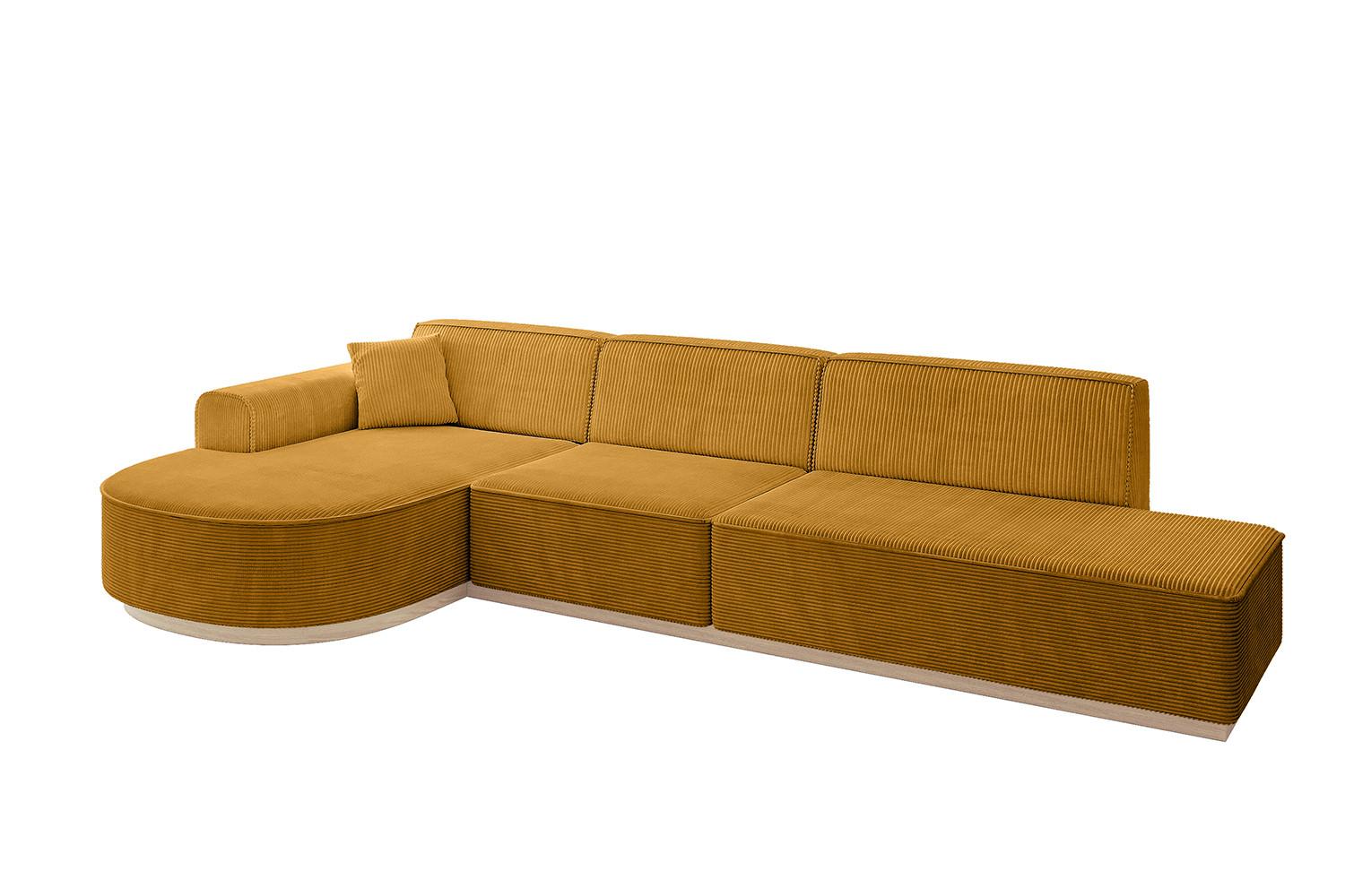 ECKSOFA Ottomane Links ARRIO-L2 - 328x171x83 cm Senfgelb - Currygelb/Gelb, Holzwerkstoff/Textil (328/171cm) - ALTDECOR