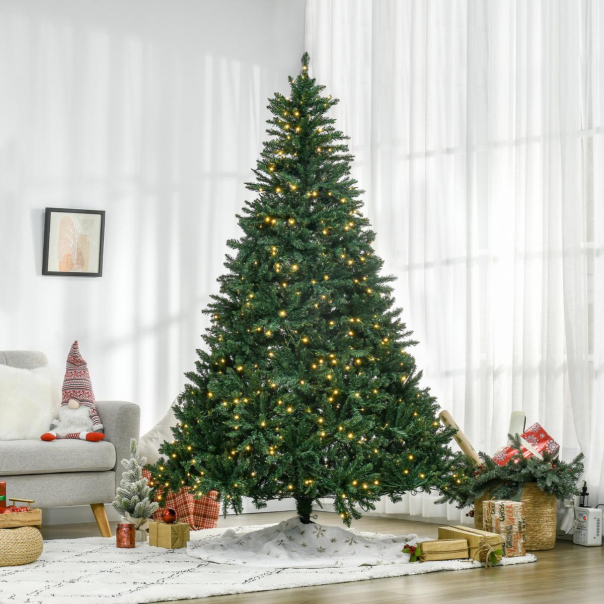 KÜNSTLICHER Weihnachtsbaum, 210 cm Christbaum mit 2154 Spitzen, 700 LED-Leuchte - Grün, Kunststoff (210cm) - HOMCOM
