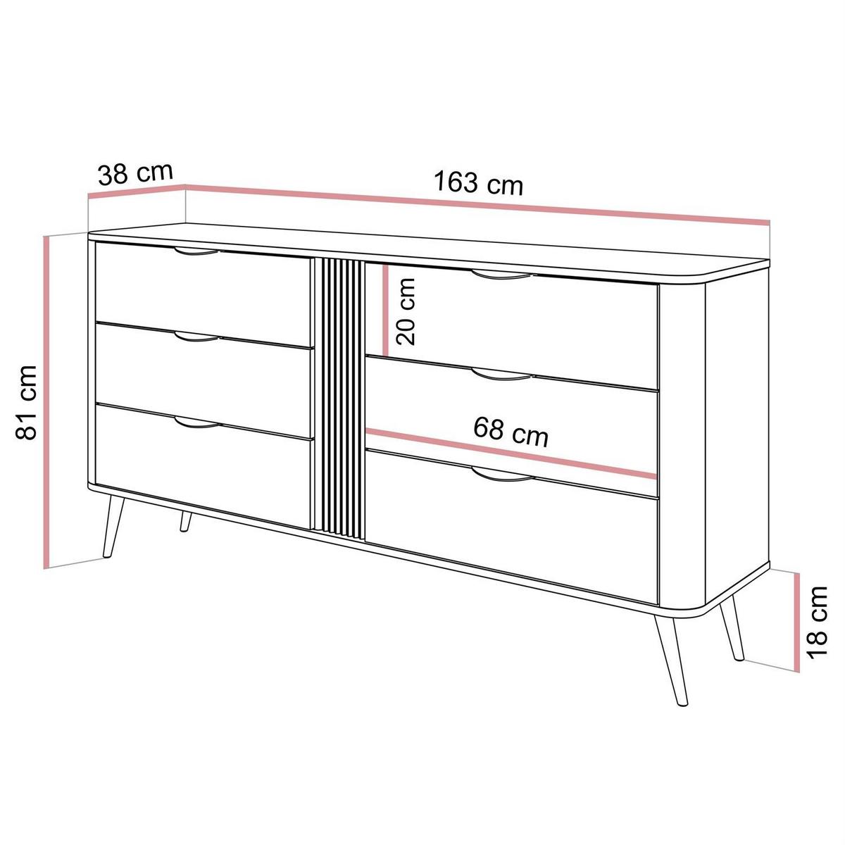 KOMMODE TWILIGHT 6S mit Schubladen - Eichefarben, Holzwerkstoff (163/81/38cm) - Lookway