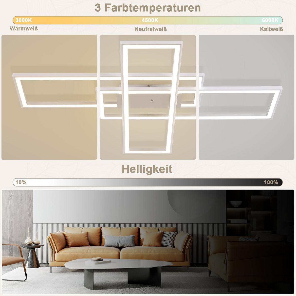 LED-DECKENLEUCHTE Karla 101/71/7 cm - Weiß, Metall (101/71/7cm) - Nettlife