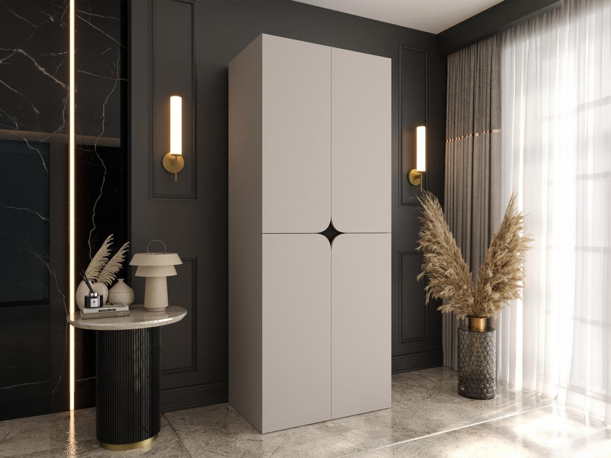 DREHTÜRENSCHRANK Espresso 80 cm - Kaschmir/Schwarz, Holzwerkstoff/Kunststoff (80/203/50cm) - MIRJAN24