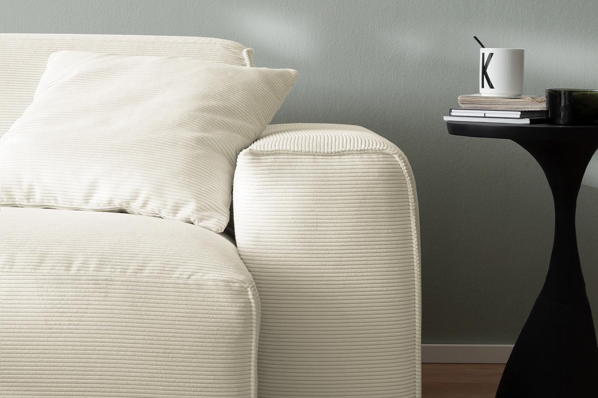 SOFA RANI Beige Cord - Beige/Schwarz, Kunststoff/Textil (256/71/101cm) - KAWOLA