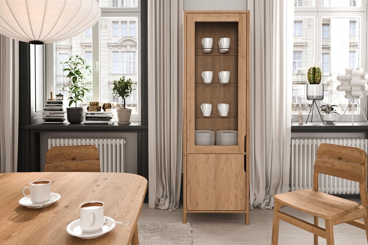 VITRINE PAUL Wildeiche - Wildeiche, Holz (59/188/50cm) - byoak