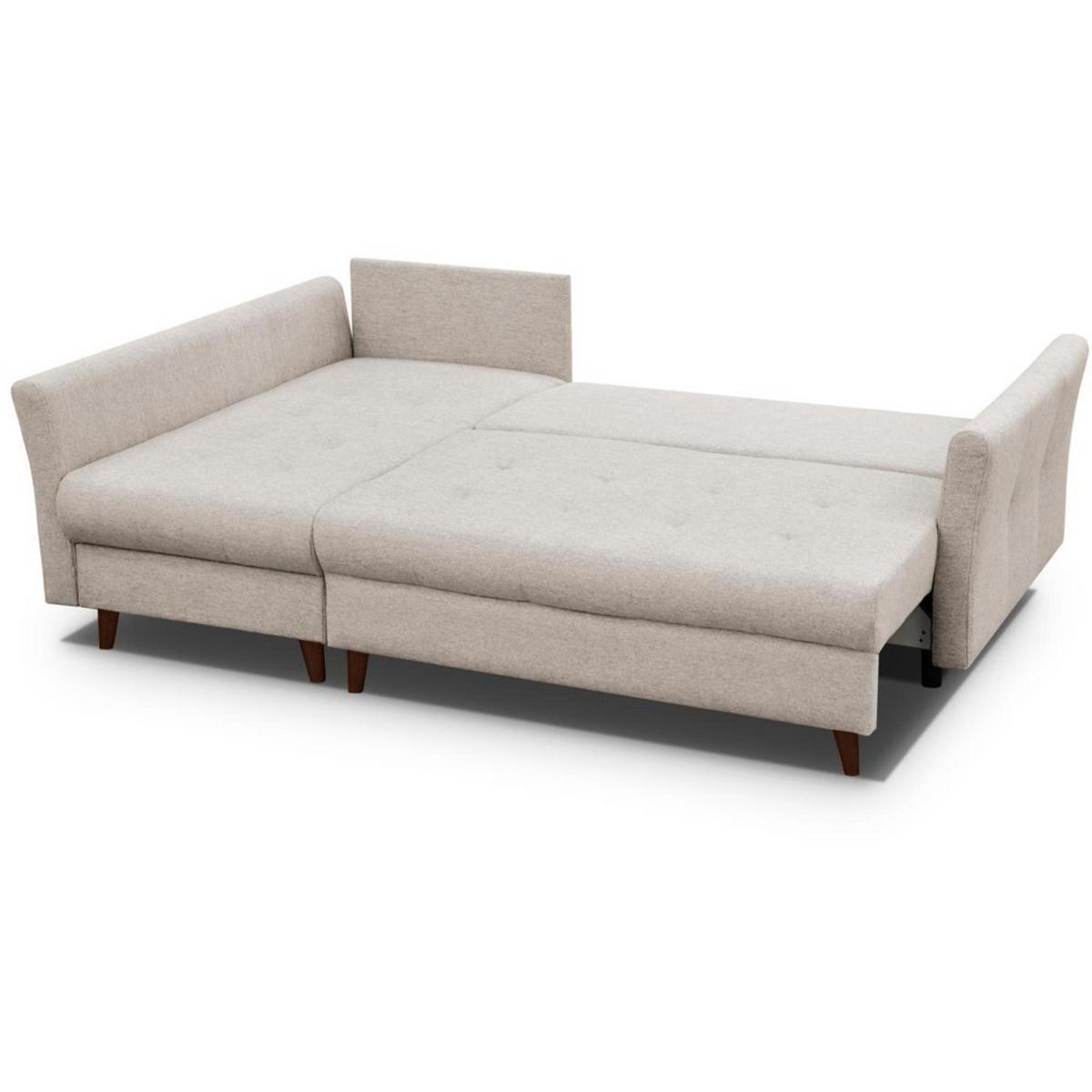 ECKSCHLAFSOFA Neron mit 2 Bettkasten und Beine in Wengefarbe, Beige, links - Wengefarben/Beige, Textil (233/148cm) - Beautysofa