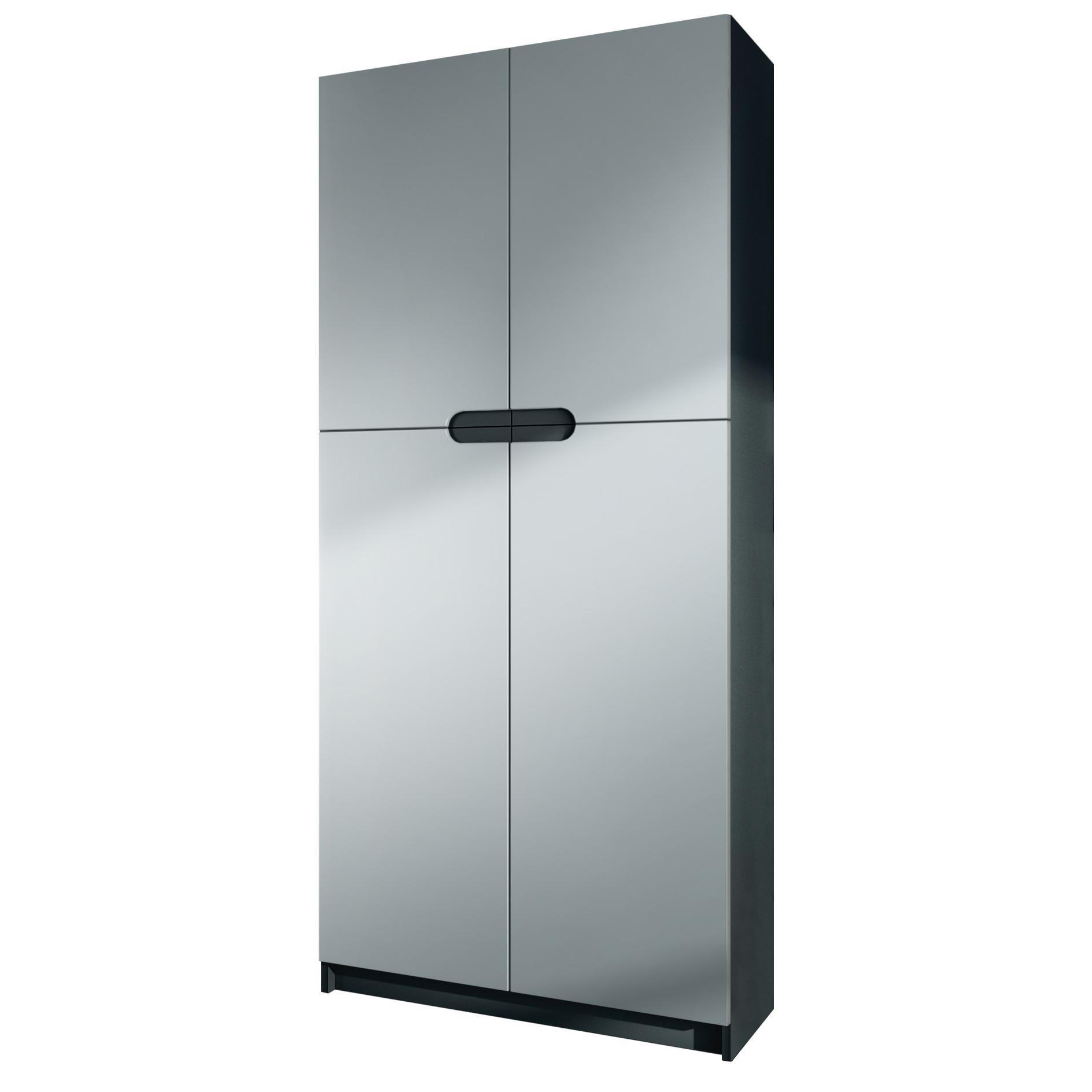 BÜROSCHRANK Logan Fronten in Hellgrau Seidenmatt - Greige, Holzwerkstoff (82/184/37cm) - Vladon