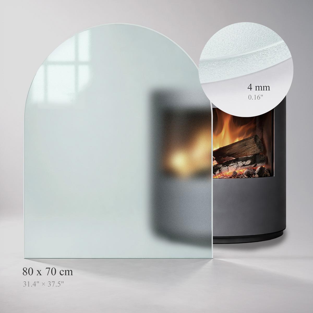 GLASBODENPLATTE für Kaminofen 80x70n cm – Milchglas Optik - Transparent, Glas (80/70/0.4cm) - TULUP