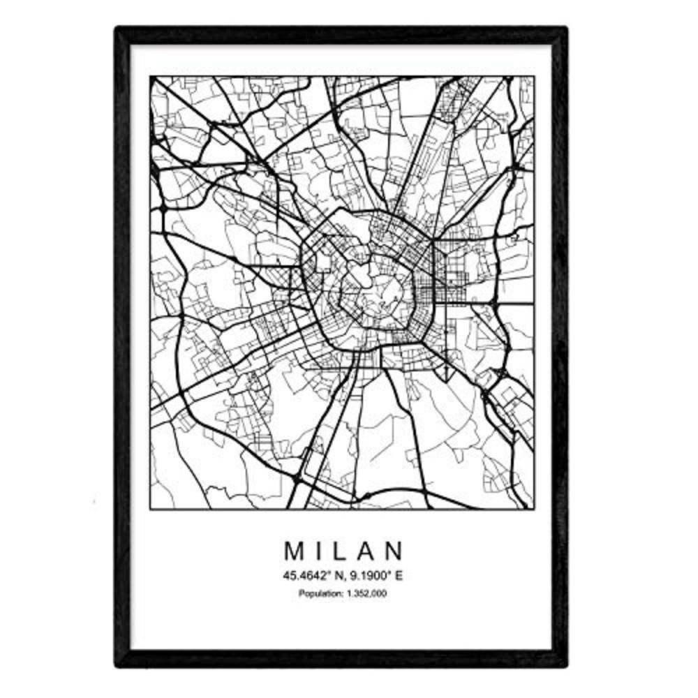 POSTER Milan Nordic Style A3 Schwarzer Rahmen - Schwarz, Papier (29.7/5/42cm) - Nacnic