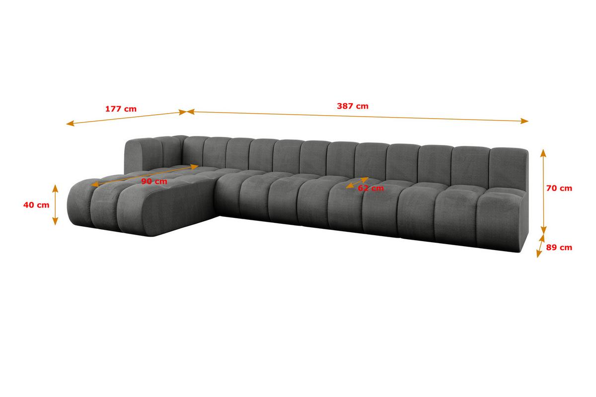 ECKSOFA modulares Sofa Darnel-L3 - 387x177x70 cm Dunkelgrau - Dunkelgrau, Holzwerkstoff/Textil (387/177cm) - ALTDECOR