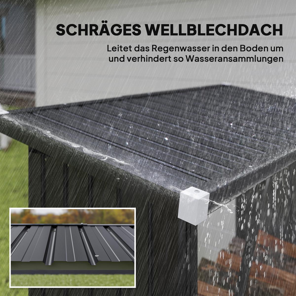 KAMINHOLZREGAL Verzinkter Stahl Dunkelgrau - Dunkelgrau, Metall (66.5/150/150cm) - Outsunny