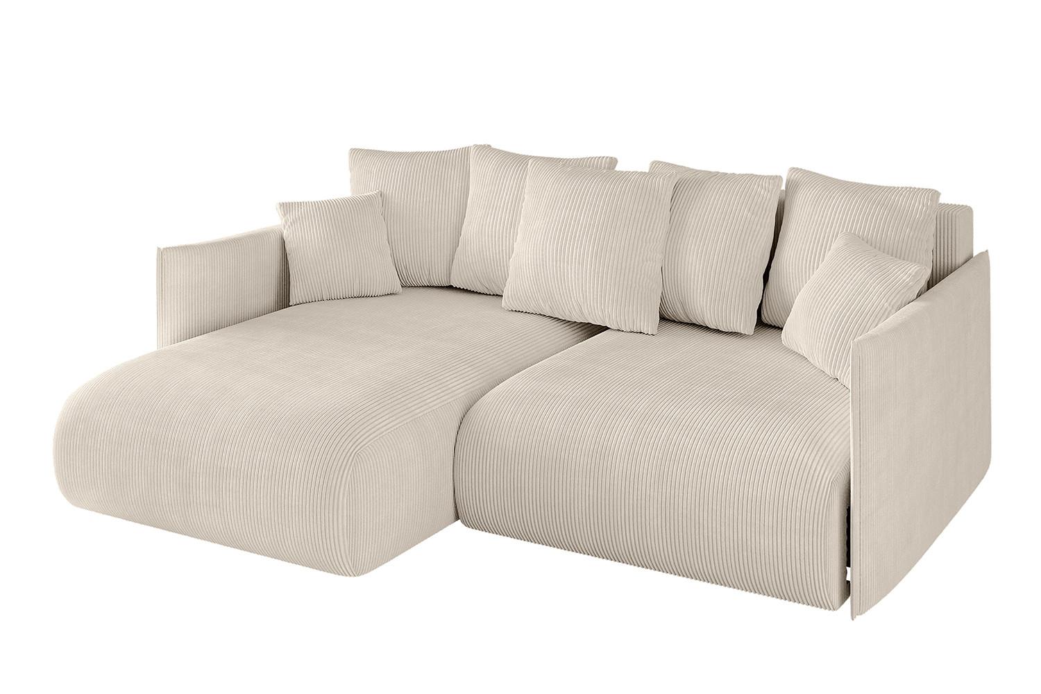 ECKSOFA Ottomane links ONESK-L 216x177x72 Beige Cord - Beige, Holzwerkstoff/Kunststoff (216/177cm) - ALTDECOR