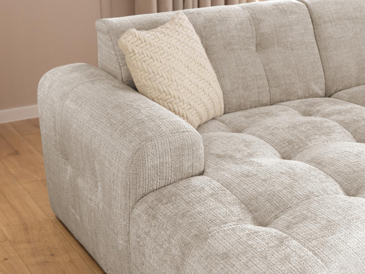 ECKSOFA mit Ottomane links, raffinierten Steppungen, Wellenunterfederung, B234/T161/H79 cm, Chenille-Bezug in Sandgrau / 21038 - Sandfarben/Greige, Kunststoff/Textil (234/79/161cm) - luma-home