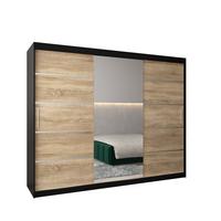 SCHWEBETÜRENSCHRANK 200/250/62 3-türig - Silberfarben/Schwarz, Holz/Kunststoff (250/200/62cm) - MÖBEL KRYSPOL