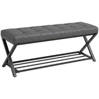 SCHUHBANK Kunstleder Kohlenstoffstahl Dunkelgrau - Dunkelgrau/Schwarz, Kunststoff/Textil (112/47/37cm) - HOMCOM