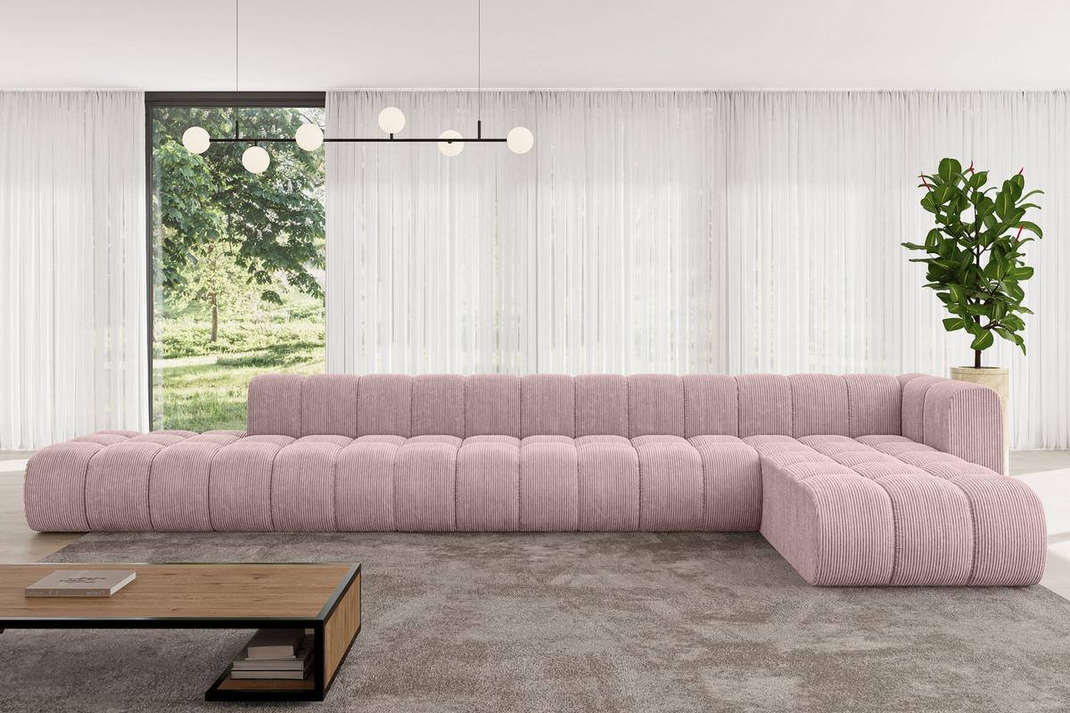 ECKSOFA modulares Sofa Zuvon-L3 - 478x177x70 cm Rosa - Rosa, Holzwerkstoff/Textil (478/177cm) - ALTDECOR