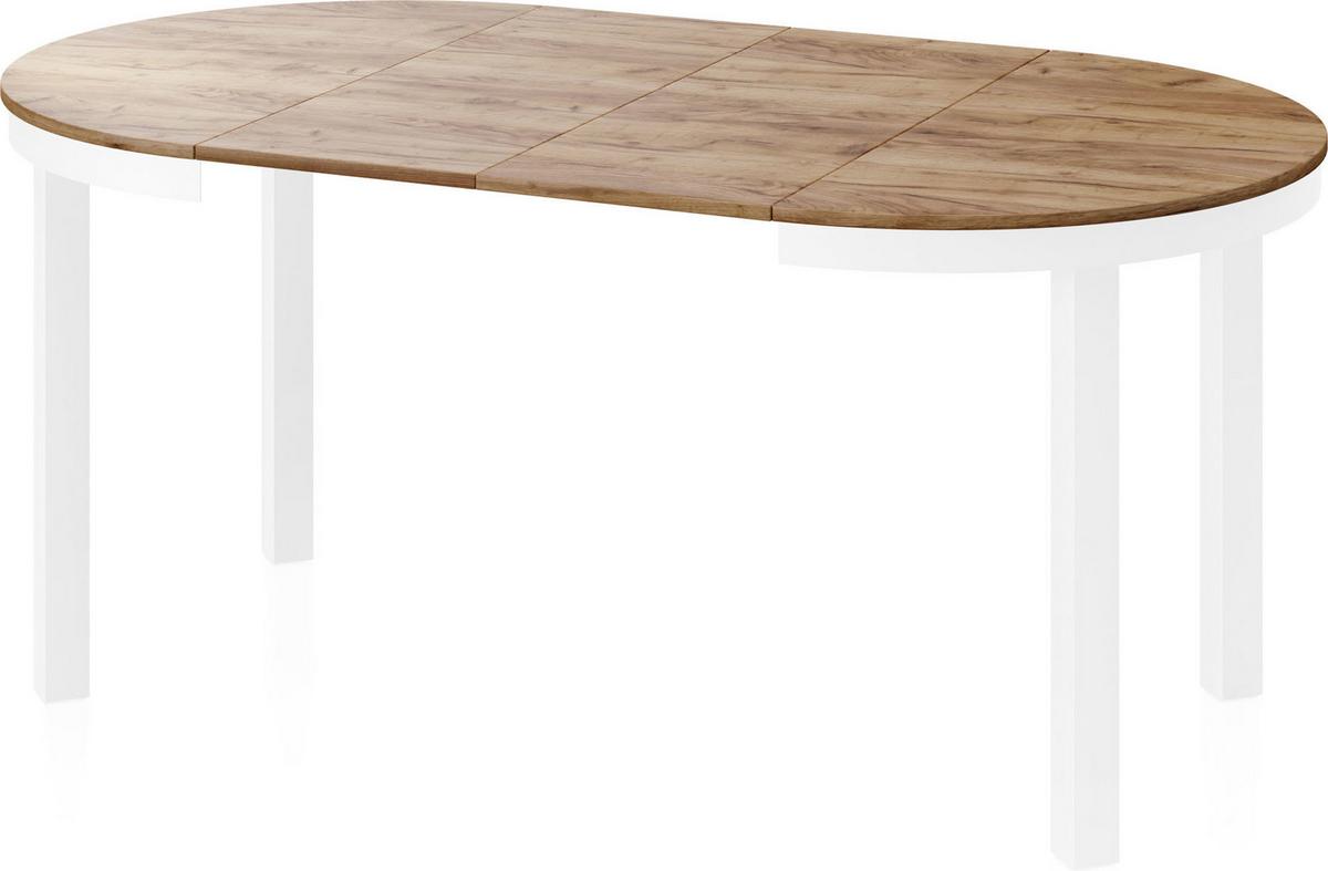 ESSTISCH Rowan Weiß runder ausziehbarer, Craft Eiche 100-176/100/76 cm - Eiche Wotan/Weiß, Holzwerkstoff/Metall (100/176/76cm) - WFL GROUP