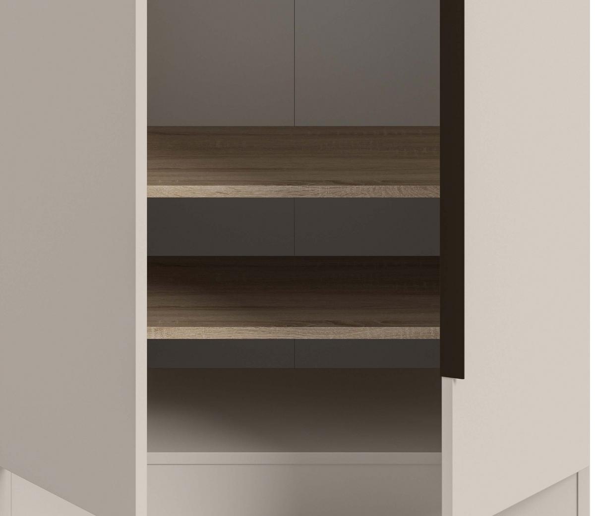 KLEIDERSCHRANK kaschmir 200 x 181 cm, Drehtürenschrank 5-türig mit Einlegeböden - Kaschmir/Schwarz, Holzwerkstoff/Kunststoff (200/181/52cm) - Inn.Furn