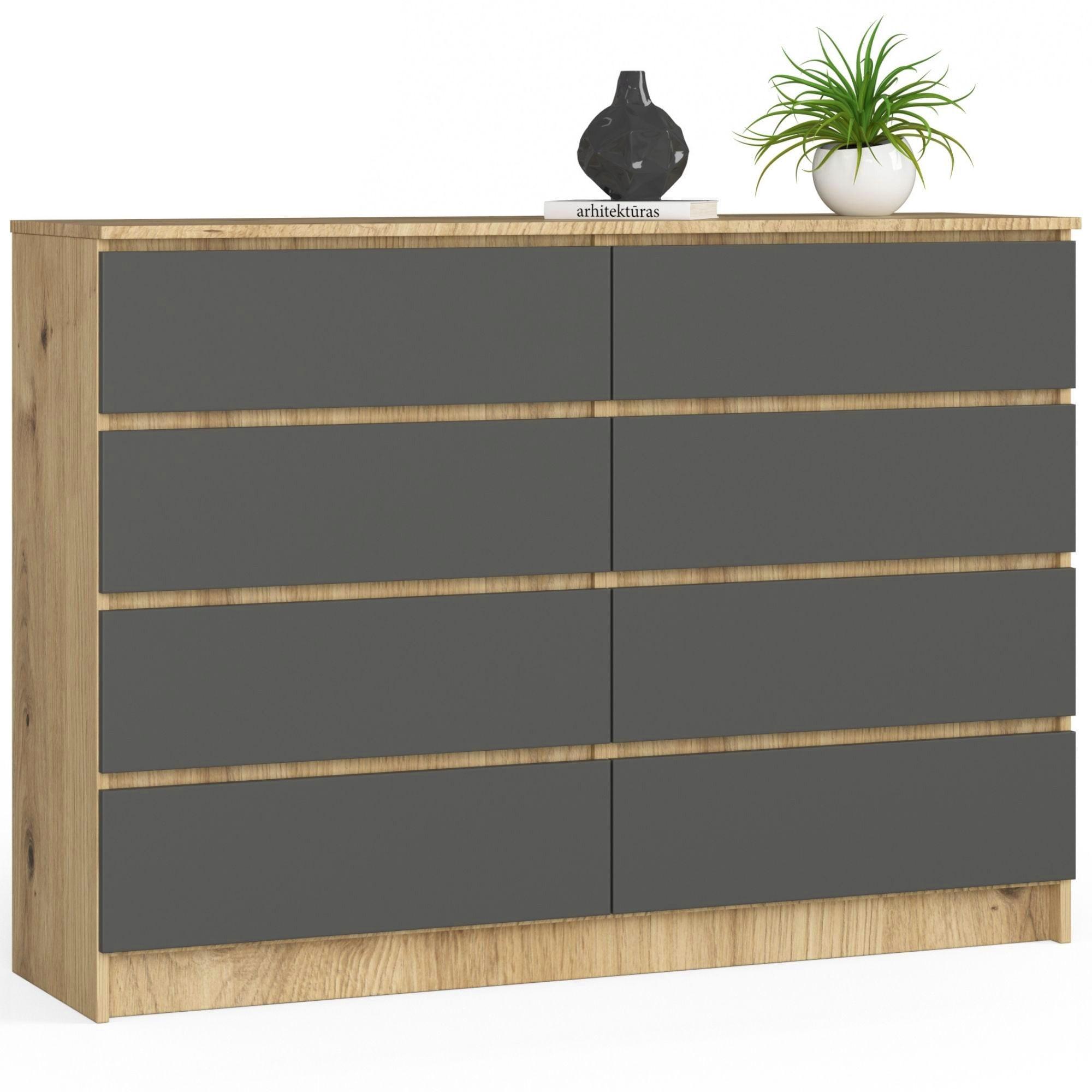 KOMMODE Eiche Artisan, Graphit Grau 99/138/40 - Eiche Artisan, Holzwerkstoff (138/99/40cm) - RAUMHIRSCH FURNITURE