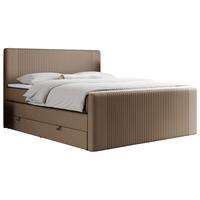BOXSPRINGBETT KING DOREN 200/200 Braun Kunstleder - H3 - Braun, Holz/Textil (200/200cm) - MKS