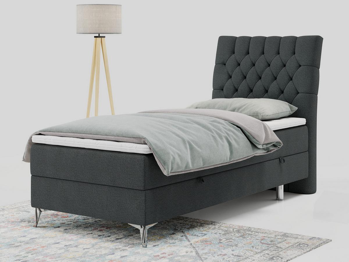 BOXBETT MILEN 90/200 Dunkelgrau Struktur - H3 - Rechts Seite - Dunkelgrau, Holz/Textil (90/200cm) - MKS